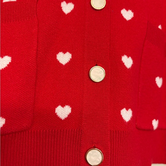 Red Heart Pattern Cardigan - Picture 2 of 3